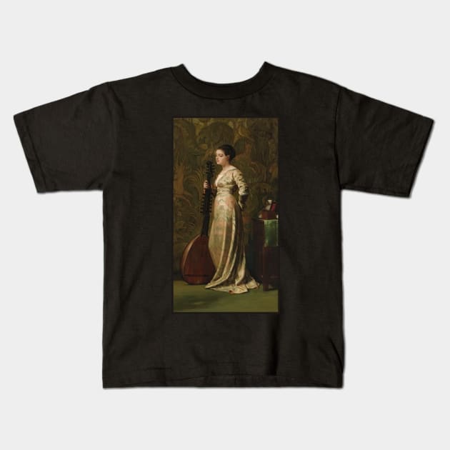 Girl With a Lute by Elihu Vedder Kids T-Shirt by academic-art